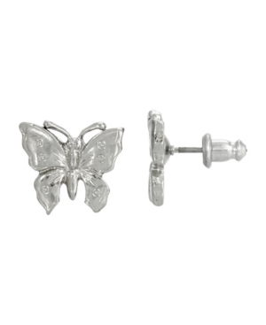 image of 2028 Women-s Silver Tone Petite Butterfly Post Earrings