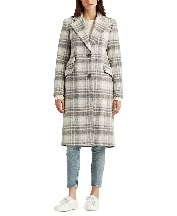 Lauren Ralph Lauren Plaid Wool-Blend Coat - Macy's