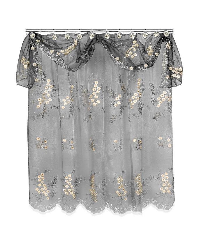 Popular Bath Bloomfield Sheer Shower, Gold Shower Curtains With Valance