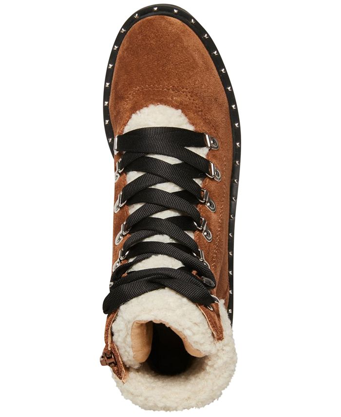 steve madden boom hiker boot with genuine calf hair