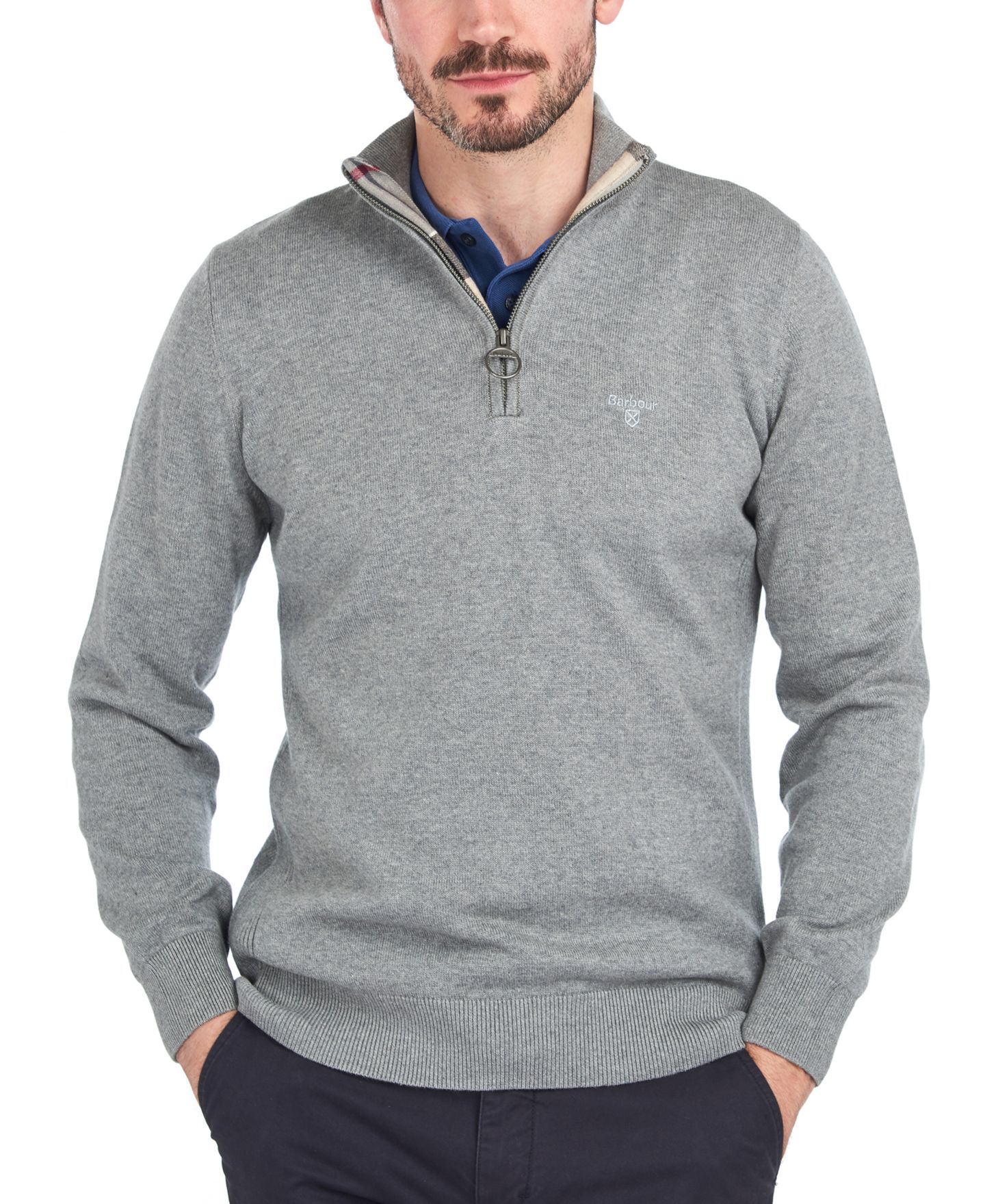 Мужской свитер Barbour Quarter-Zip, цвет: Серый меланжевый — фото 1