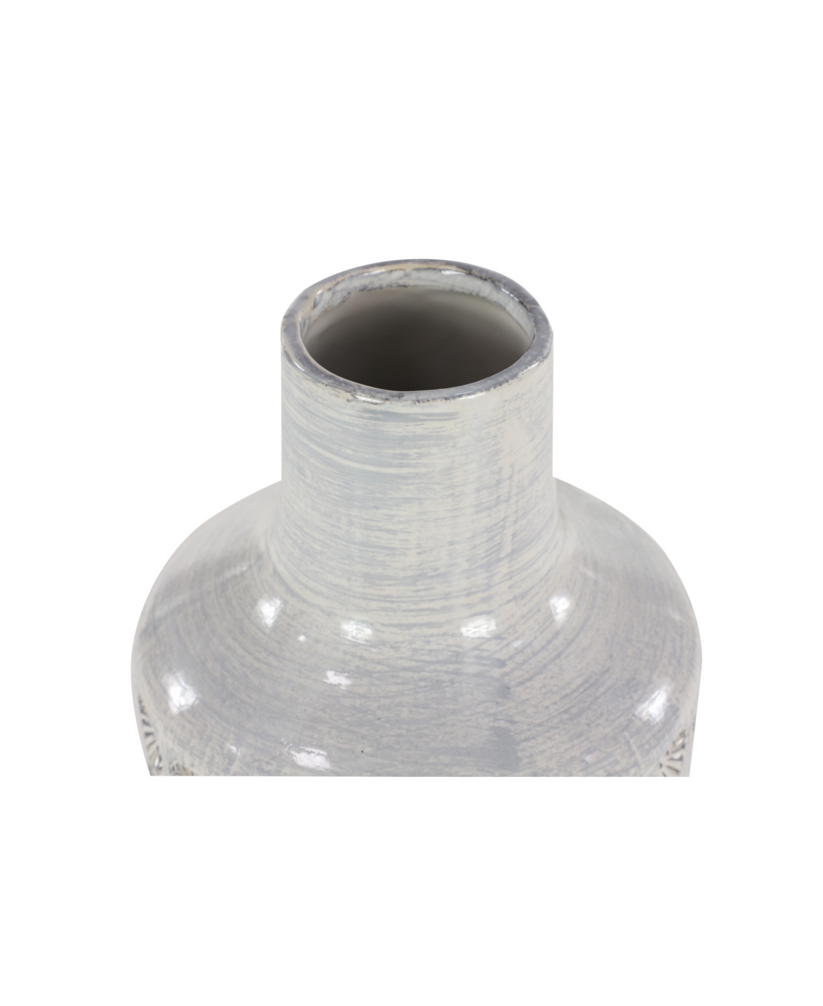 Large, Round Ceramic Floor Vase with French Country Rosette Relief Design