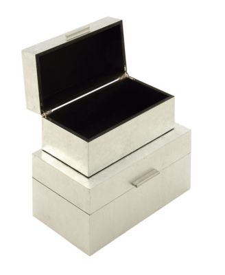 by Cosmopolitan Set of 2 Silver Wood Glam Box, 11", 13"