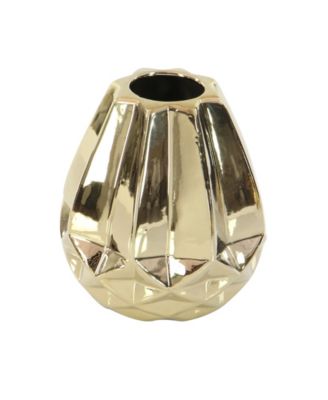 by Cosmopolitan Set of 3 Gold Stoneware Glam Vase, 6" x 6"