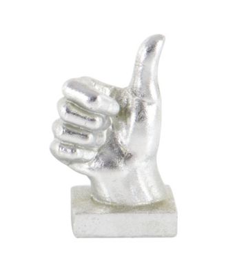 by Cosmopolitan Set of 3 Silver Polystone Traditional Hand Sculpture, 7", 7", 6"