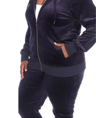 Plus Size Velour Tracksuit Loungewear 2-Piece Set