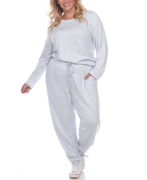White Mark Women's Plus Size 2pc Loungewear Set