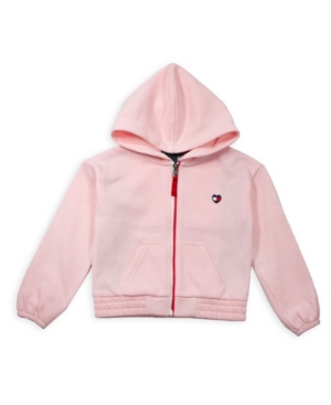 image of Tommy Hilfiger Little Girl Fleece Zip Hoodie with Pieced Flag