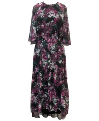 Taylor Plus Size Floral-Print Chiffon Midi Dress - Macy's