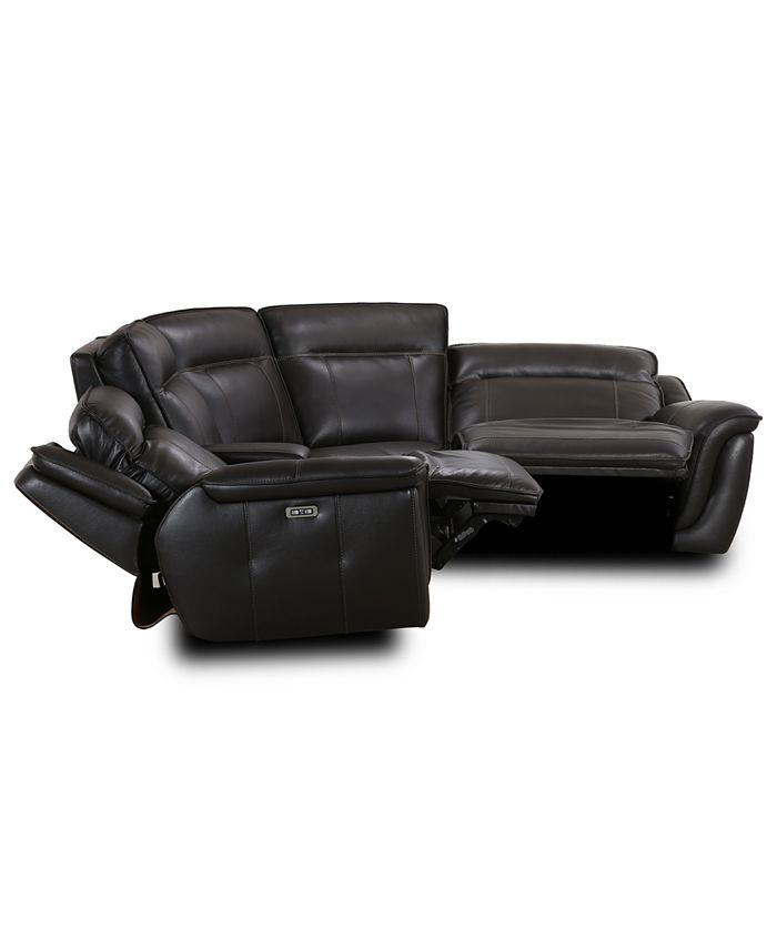 Furniture - Lenardo 5-Pc. Leather Sectional with 2 Power Motion Recliners and Console