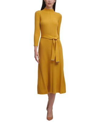 macy's calvin klein yellow dress