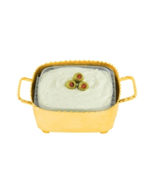 CLASSIC TOUCH SMALL SQUARE BEADED CANDY, DIP BOWL AND SPOON 