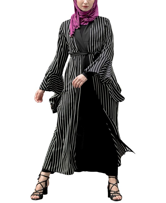 Urban Modesty Women's Striped Ruffle Maxi Cardigan - Macy's