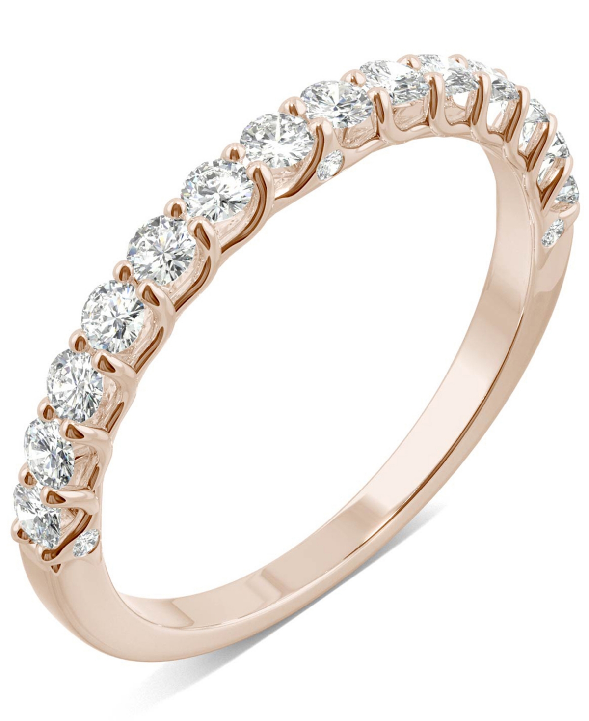 Moissanite Wedding Band (3/8 ct. t.w. Dew) in 14k White, Yellow or Rose Gold - Rose Gold