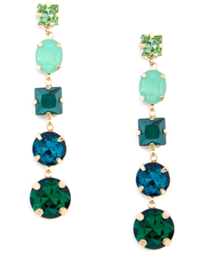 image of Zenzii Gold-Tone Multi-Crystal Graduated Linear Drop Earrings