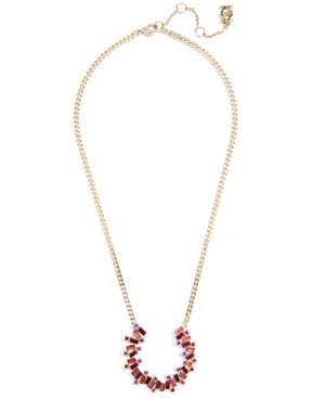 image of Zenzii Gold-Tone Multi-Crystal Horseshoe Pendant Necklace, 16