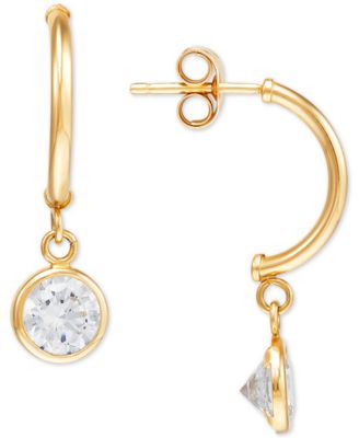 Macy's - Cubic Zirconia Half Hoop Dangle Drop Earrings in 14k Gold