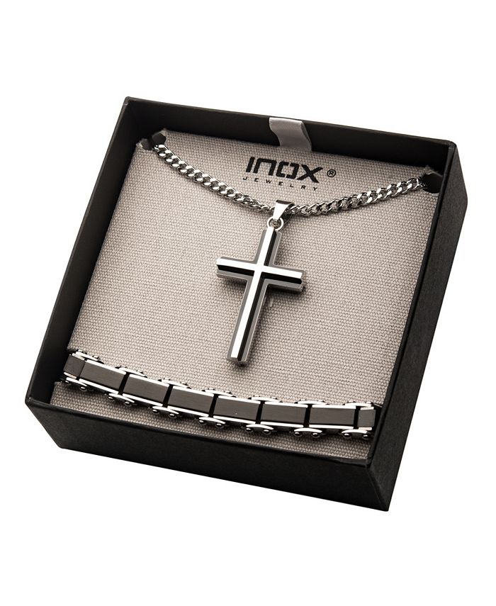 INOX Men's Cross Pendant and Reversible Bracelet Set & Reviews All