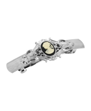 image of Women-s Silver-Tone Cameo Oval Bar Barrette