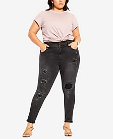 Women's Trendy Plus Size Asha Patched Apple Skinny Jean
