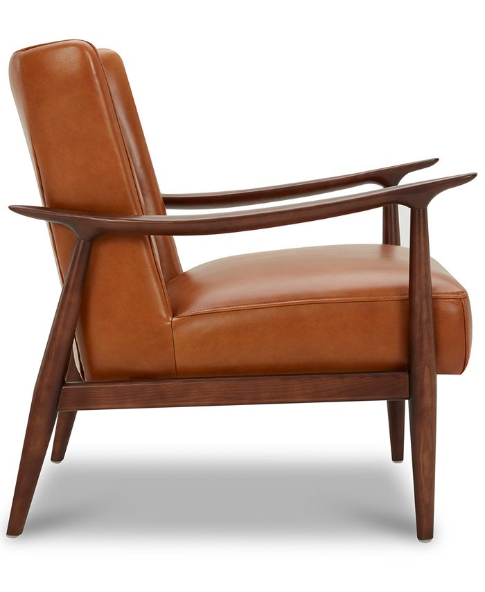 Furniture Jollene Leather Winged Accent Chair, Created for Macy's