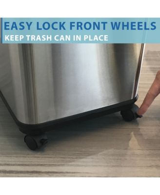 13 Gallon / 49 Liter Stainless Steel Sensor Kitchen Trash Can with Wheels, AC Adapter and Odor Filter