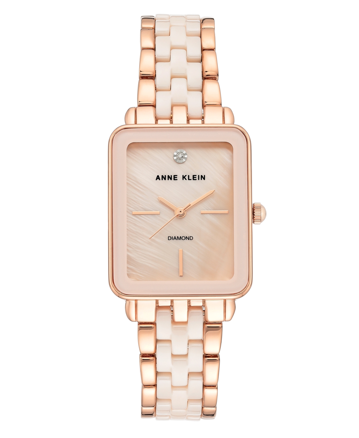 Anne Klein Genuine Diamond Dial Rose Gold-tone And Light Pink Ceramic Bracelet Watch 32mm In No Color