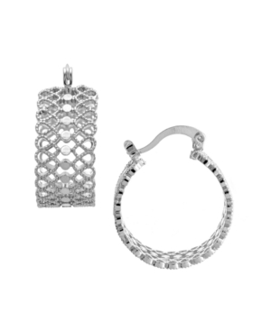 image of Wide Filigree Hoop Earring in Fine Silver Plate