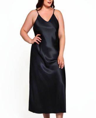 iCollection Plus Size Victoria Long Satin Lingerie Gown with Low Back ...