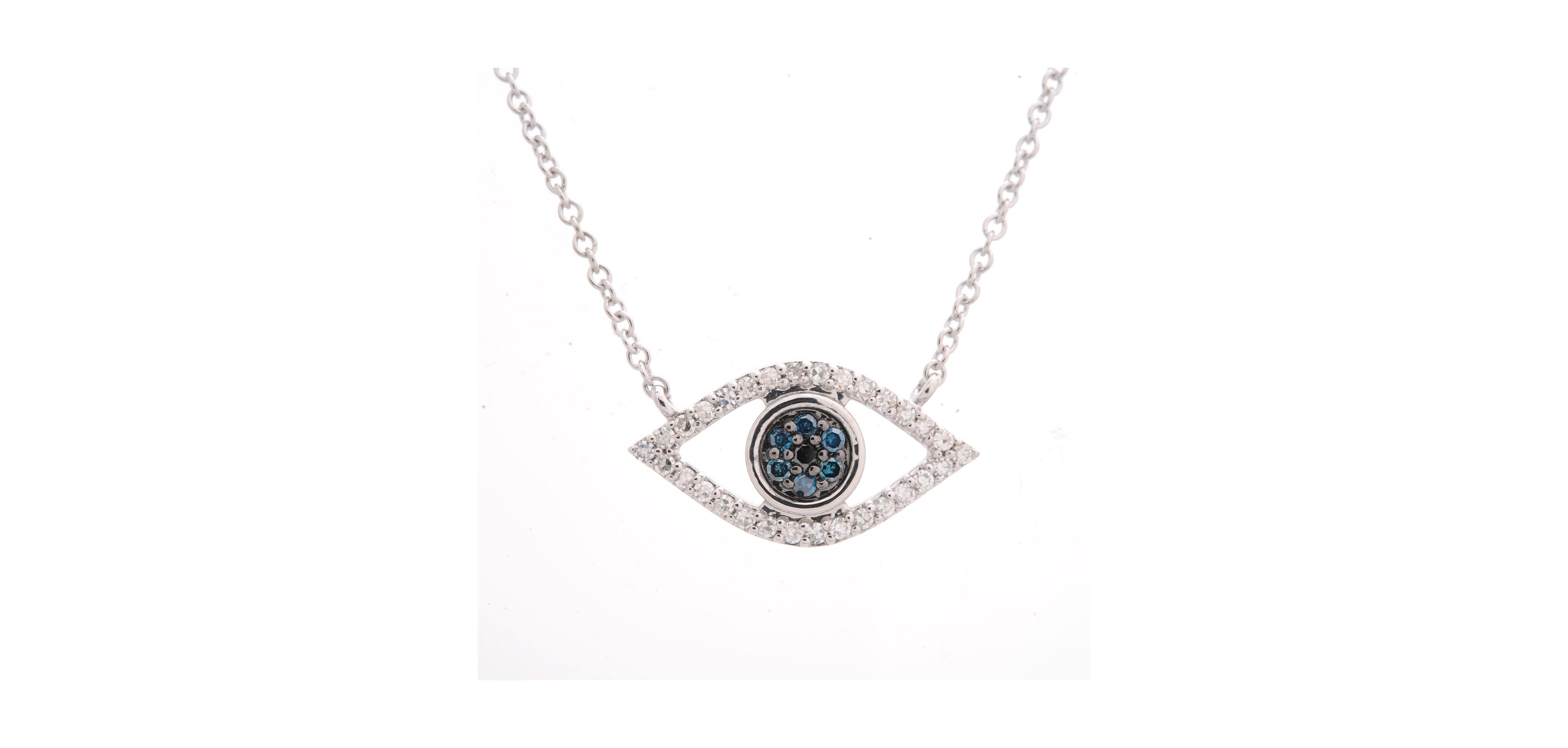 Wrapped Diamond Evil-Eye Pendant Necklace (1/6 ct. t.w.) in 10K Yellow or White gold., Created for Macy's