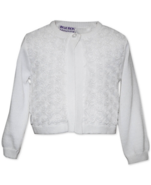 image of Blueberi Boulevard Baby Girls Rosette Cardigan Sweater