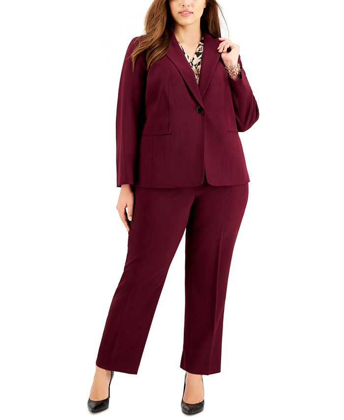 Le Suit Plus Size One-Button Pant Suit - Macy's