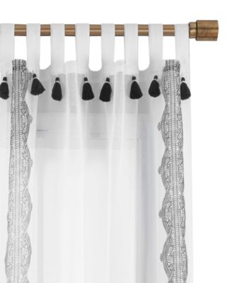 Home Fashions Shilo Boho Sheer Tab Top Window Curtain Panel with Tassels