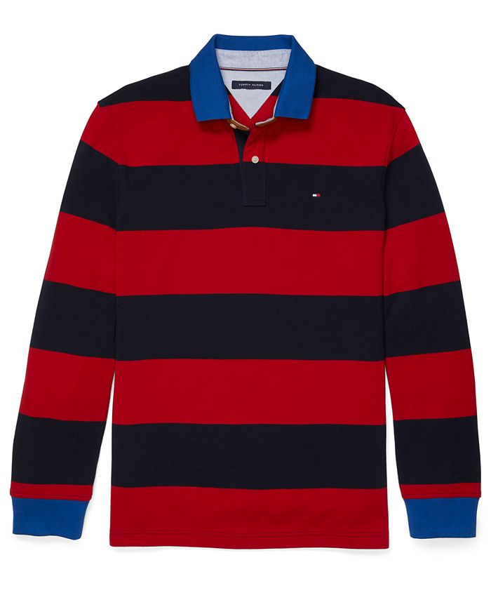 Tommy Hilfiger Men's Talmadge Custom-Fit Stripe Rugby Shirt with ...
