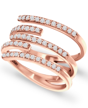 image of Giani Bernini Cubic Zirconia Five Row Wrap Ring in 18k Rose Gold-Plated Sterling Silver, Created for Macy-s