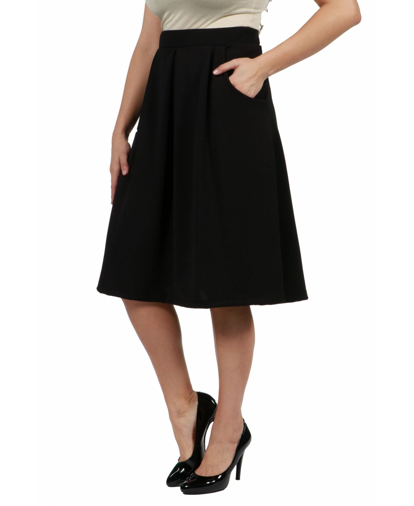 Женская юбка 24seven Comfort Apparel Plus Size Classic Knee Length, цвет: Чёрный — фото 2