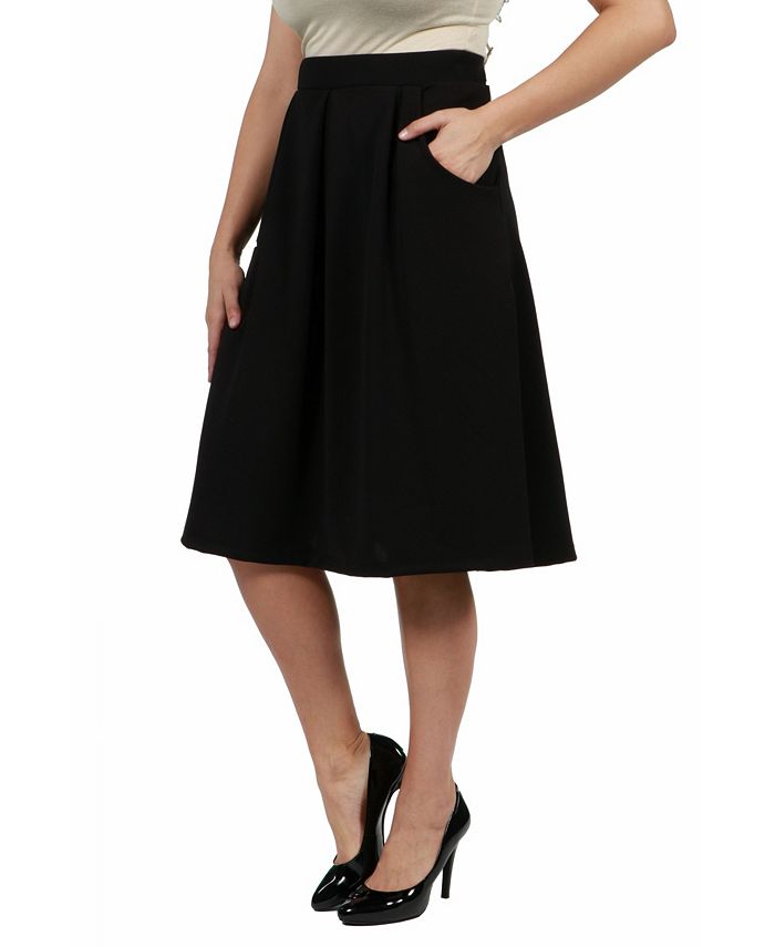24seven Comfort Apparel Women's Plus Size Classic Knee Length Skirt ...