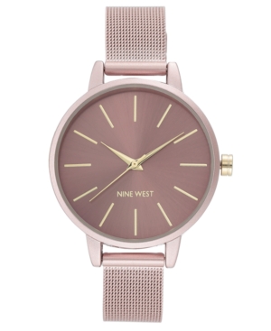 image of Nine West Women-s Pink Mesh Bracelet Watch, 38mm