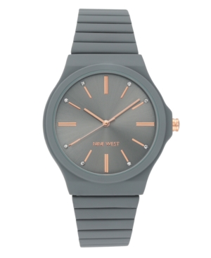 image of Nine West Women-s Grey Rubberized Bracelet Watch, 37.5mm