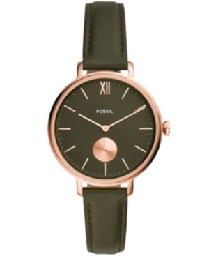 image of Fossil Women-s Kalya Green Leather Strap Watch 36mm