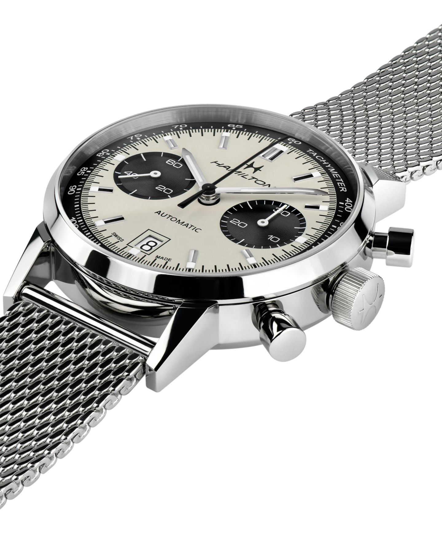 Мужские часы Hamilton Swiss Automatic Chronograph Intra-Matic Stainless Steel Mesh Bracelet Watch 40mm — фото 3