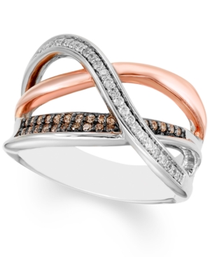 image of Diamond Two-Tone Crossover Statement Ring (1/4 ct. t.w.) in Sterling Silver & Rose Rhodium-Plate