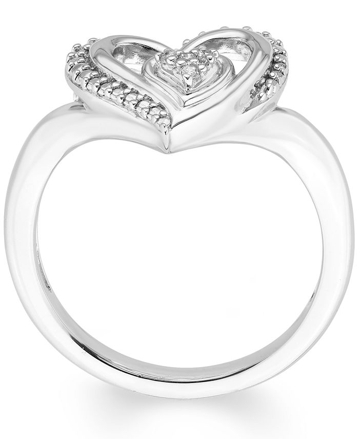 Macy's Diamond Accent Heart Ring in Sterling Silver Macy's