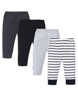 Touched By Nature Baby Boys And Girls 4 Piece Organic Cotton Pants In Gray Black Stripe
