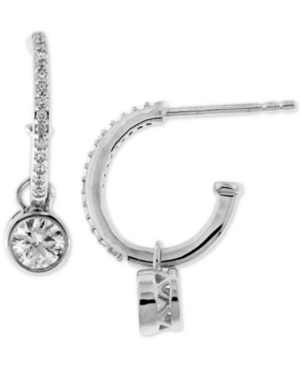 image of Diamond Dangle Hoop Earrings (1/2 ct. t.w.) in 14k White Gold