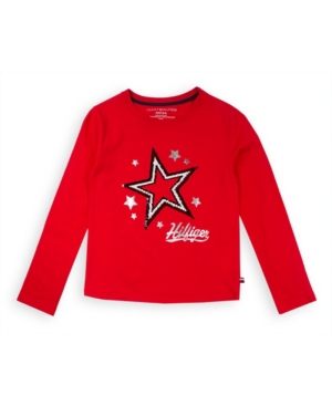 image of Tommy Hilfiger Big Girl-s Star Sequin Long Sleeve Tee