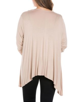 Plus Size Elbow Length Sleeve Open Cardigan
