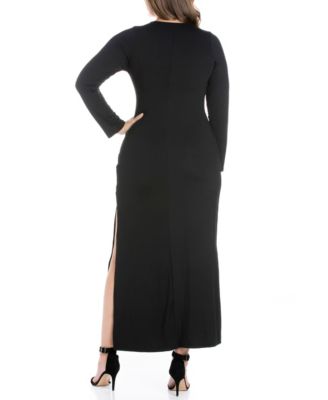 Women's Plus Size Side Slit Fitted Maxi Dress