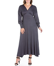 Women's Plus Size Bishop Sleeves Maxi Dress