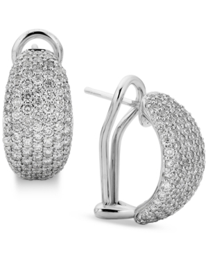 image of Diamond Pave Curved Hoop Earrings (2 ct. t.w.) in 14k White Gold
